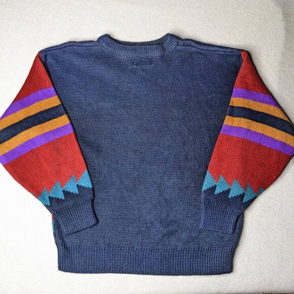Vintage GItano Sweater Size M Geometric Knit 80s 90s Grandpa Retro Sweatshirt - Picture 3 of 6